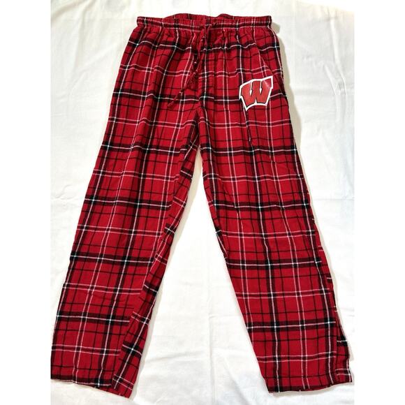 Wisconsin Badgers Flannel Pajama PJ Pants Men’s M Red Plaid NCAA Sleepwear Bucky - Picture 1 of 8